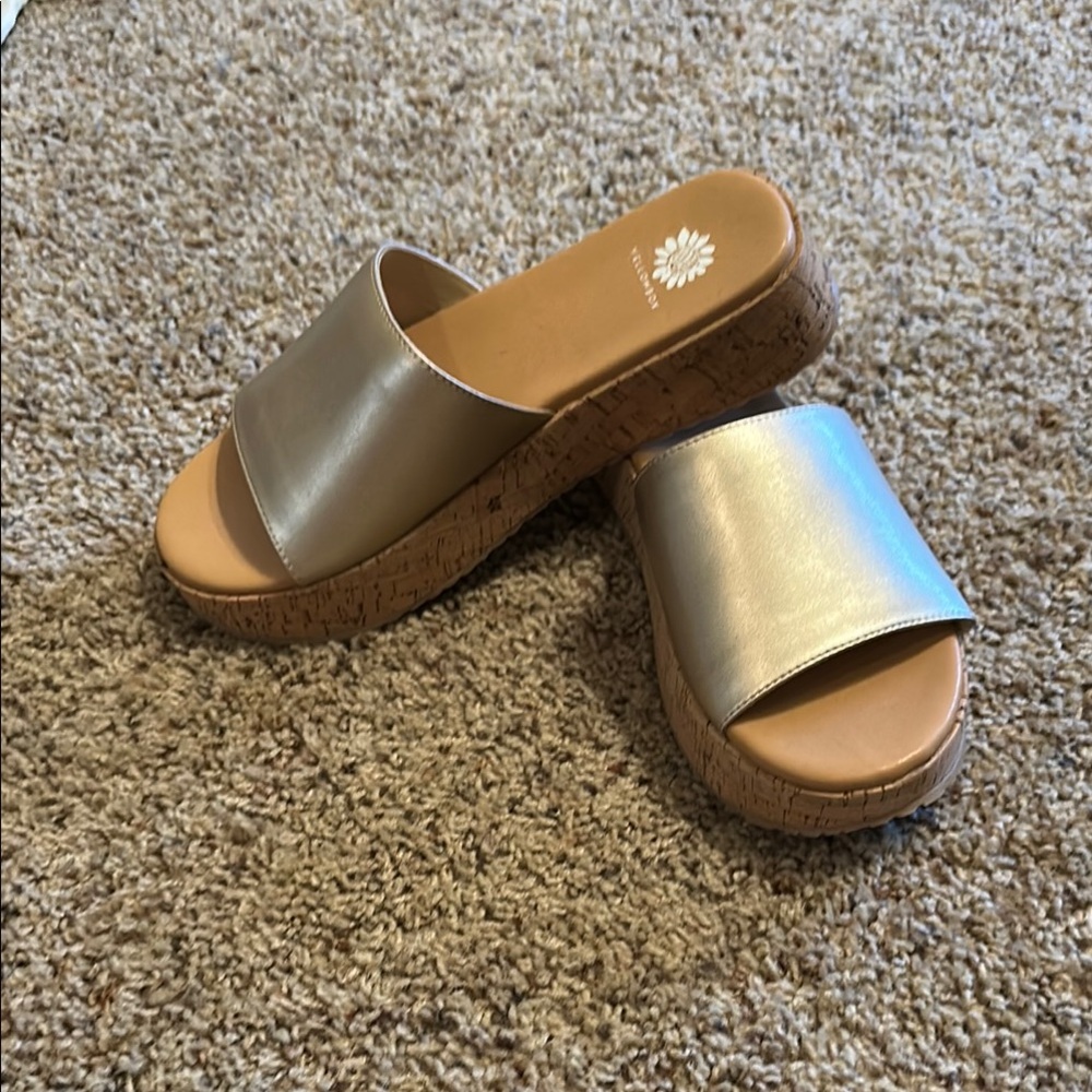 Women's Gold Slide Sandals